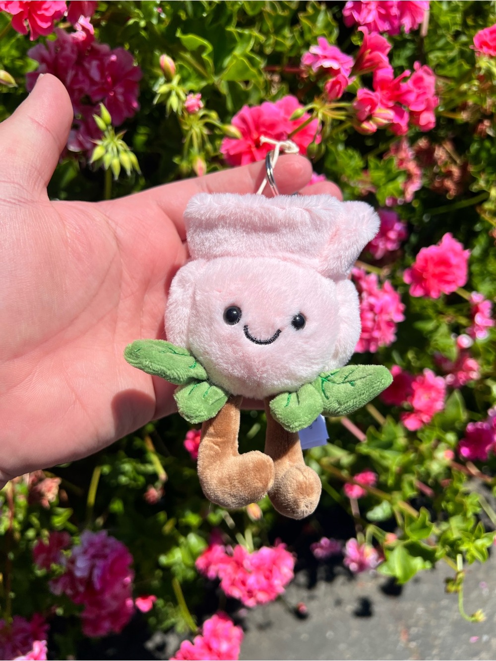 PINK ROSE PLUSH KEYCHAIN